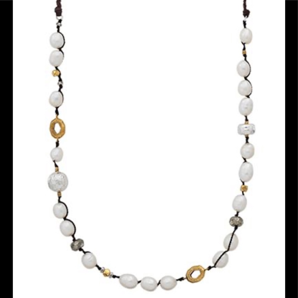 EUC Silpada ‘Fresh Outlook’ necklace freshwater pearls brass Sterling Silver
